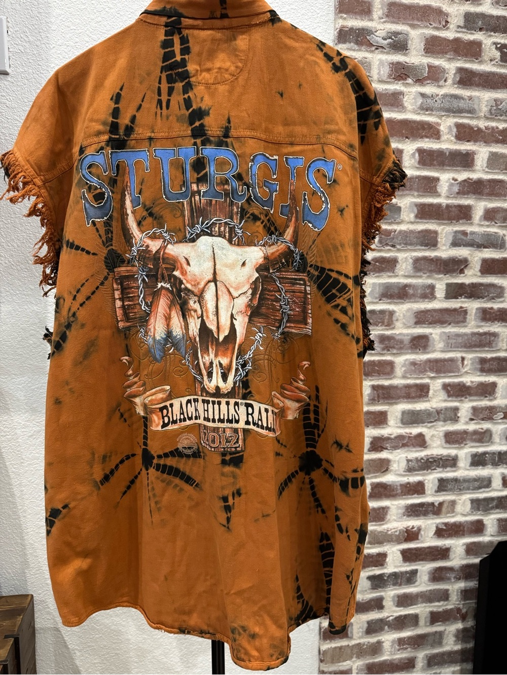 Sturgis Biker Black Hills Rally 2012 Tie-Dye Sleeveless Button Shirt Motorcycle